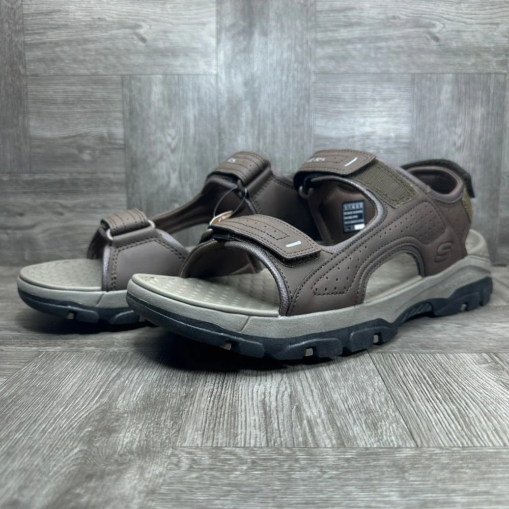 Skechers Tresmen Garo Mens 13 Chocolate Brown Relaxed Fit Luxe Foam Outdoor NEW